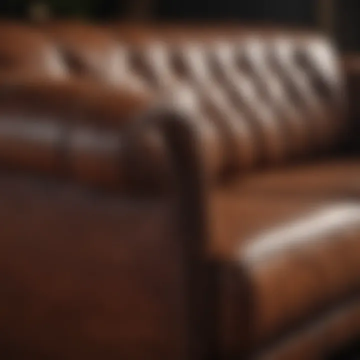 Handcrafted Leather Sofa with Intricate Stitching