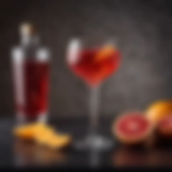 Elegant Lillet Rouge Cocktail Glass with Citrus Twist