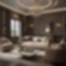 Sophisticated lounge with elegant furnishings and decor