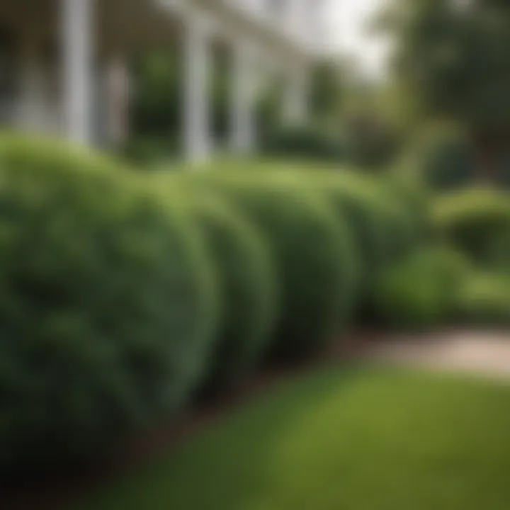 Lush Evergreen Boxwoods in Front Yard