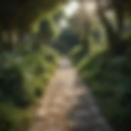 Lush Greenery Bordering Pathway