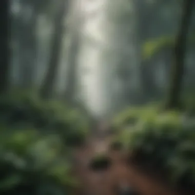 Lush Greenery in Misty Forest Lush Greenery in Misty Forest