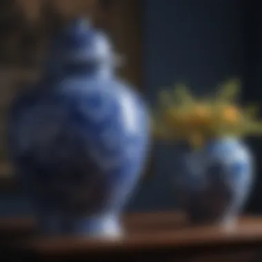 Luxurious Blue China Vase with Traditional Asian Designs