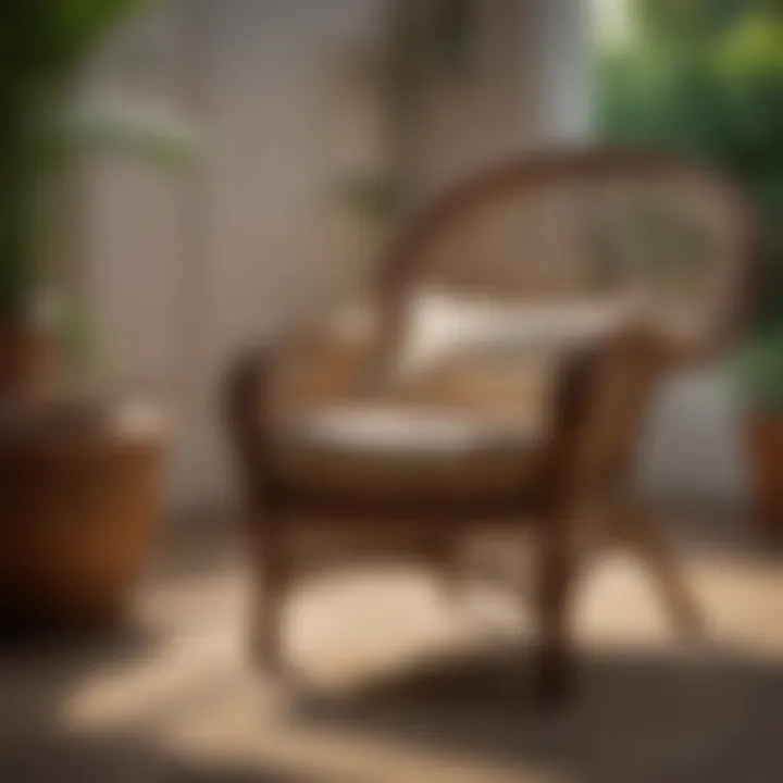 Vintage Wicker Chair with Luxurious Cushions