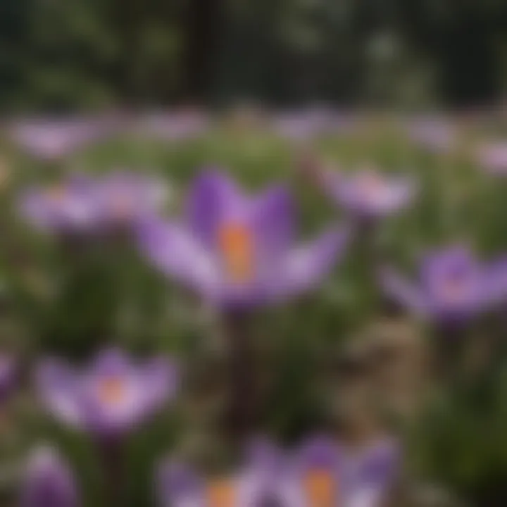 Vivid Purple Crocus Blooming in Lush Garden