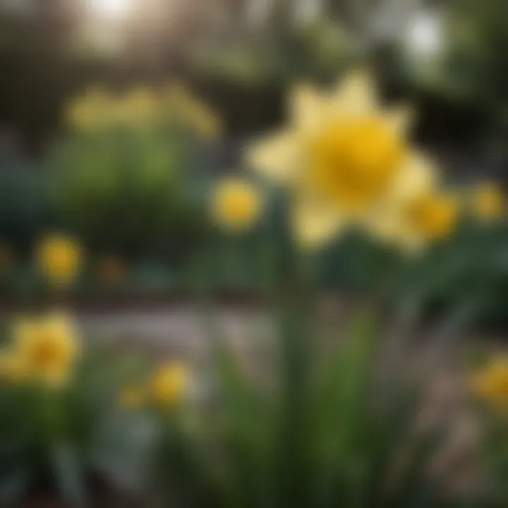 Bright Yellow Daffodil in Full Bloom in Garden