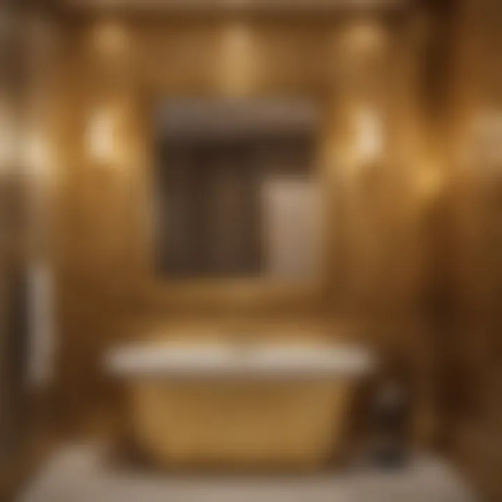 Luxurious gold-accented bathroom wall