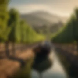 Elegant Gondola sailing through lush Napa Valley vineyards