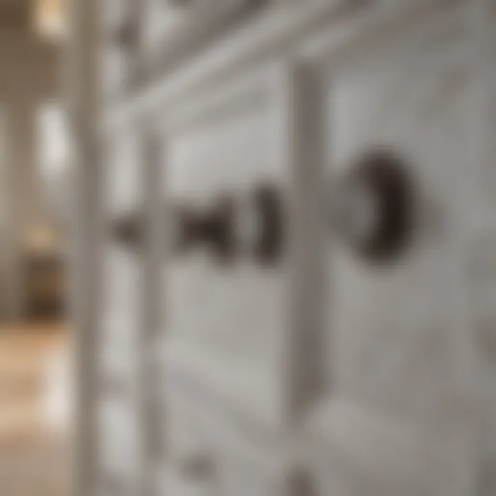 Luxurious kitchen cabinet with marble accents and crystal handles