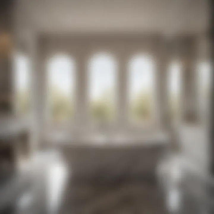 Exquisite Reflections: A bathtub surrounded by elegant marble accents