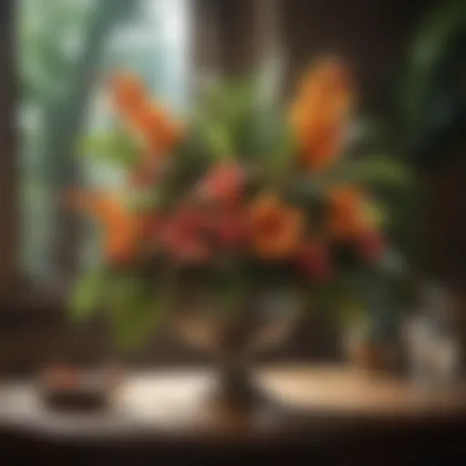 Exquisite Tropical Floral Arrangement on Island Table