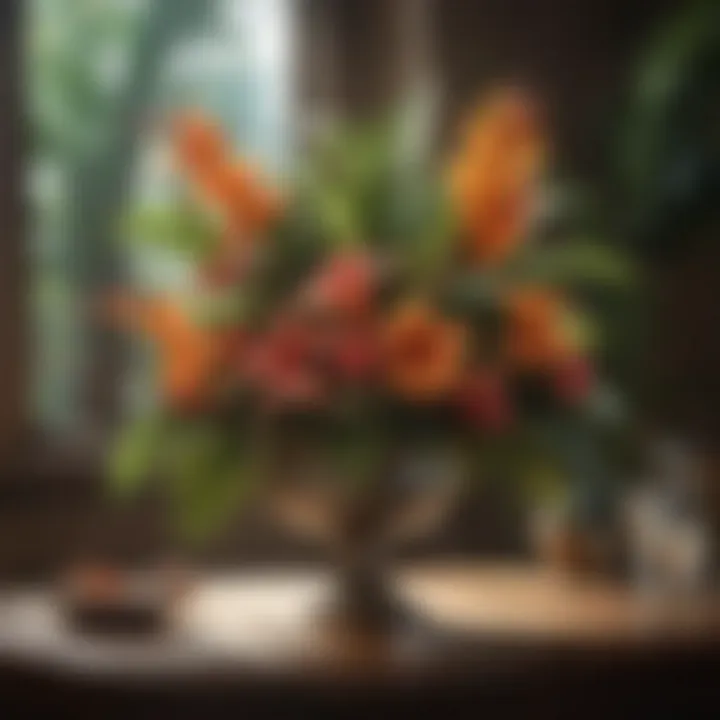 Exquisite Tropical Floral Arrangement on Island Table