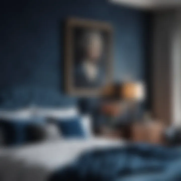 Luxurious Velvet Blue Bedroom Wall