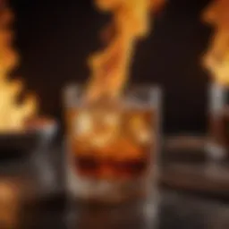 Luxurious Whiskey Cocktail with Flaming Cinnamon