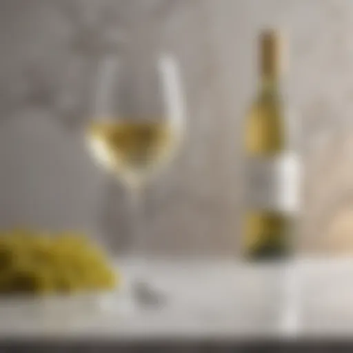 Elegant white wine glass on a marble tabletop