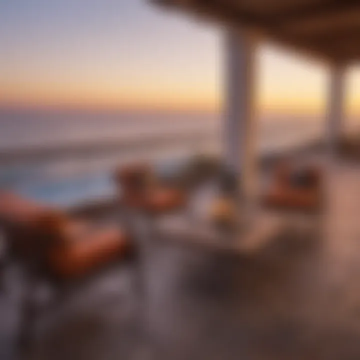 Breathtaking sunset view from a luxury beach house terrace