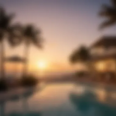 Golden Hour Bliss at Miami's Luxury Beach Retreat Sunset over luxury beach resort in Miami