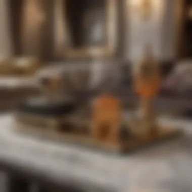 Opulent Reflections: Illuminating Elegance Luxurious coffee table book set displayed on a marble table with soft ambient lighting