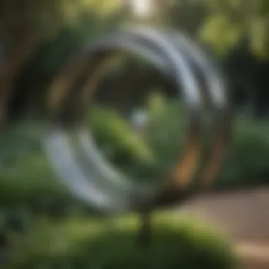 Artistic Metal Garden Sculpture Adorning Greenery