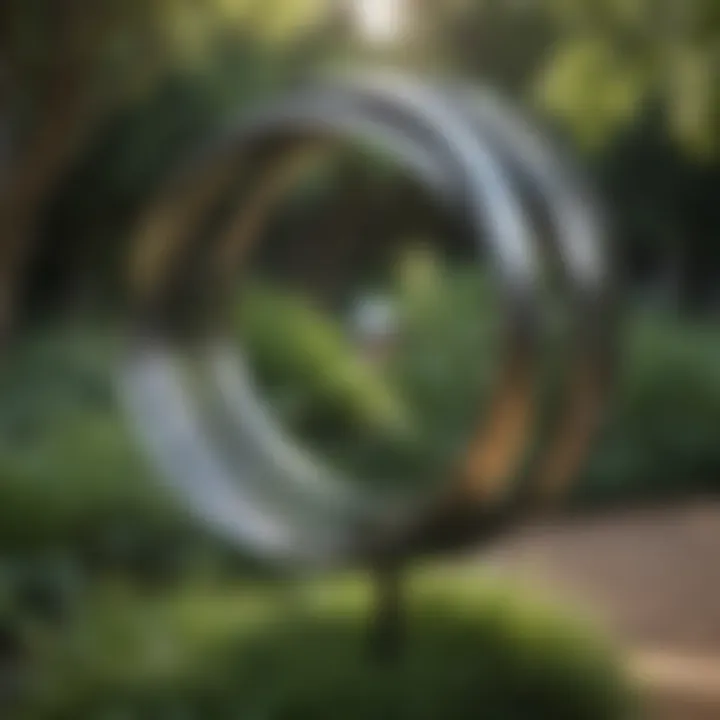 Artistic Metal Garden Sculpture Adorning Greenery