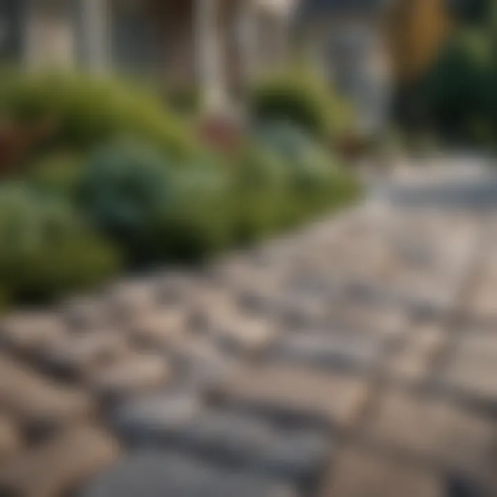 Elegant Front Yard Pathway with Intricate Stone Borders