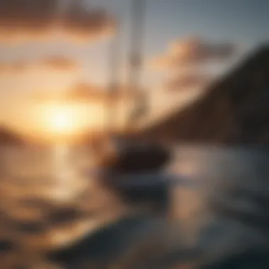 Luxury Yacht Sailing through Sunset Waters