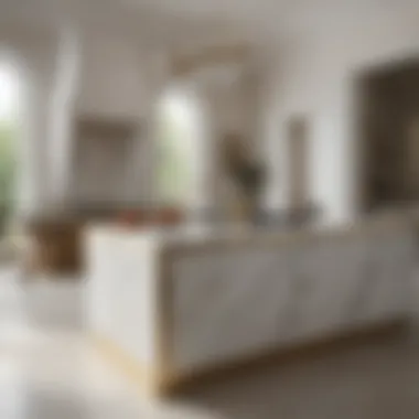 Elegance in Contrast: Marble and Brass Kitchen Island Sophisticated Marble and Brass Kitchen Island