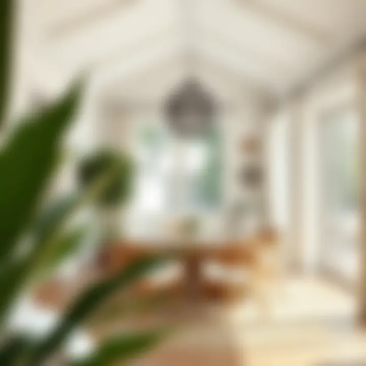 Elegant Summer Interior Design A serene summer house interior featuring soft pastel color schemes and natural materials.