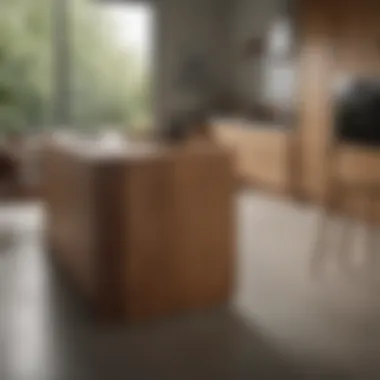 Minimalist kitchen island with natural wood finish