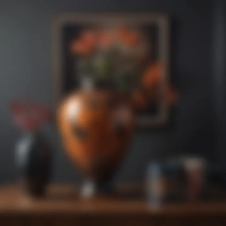 A beautiful vintage vase paired with modern artwork