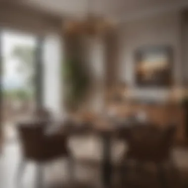 Inviting Aesthetic with Functional Dining Layout An inviting dining space that combines aesthetics with functional layouts.