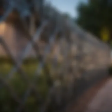 Modern geometric metal fence with integrated lighting