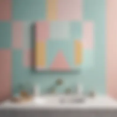 Modern geometric wall art in soft pastel tones