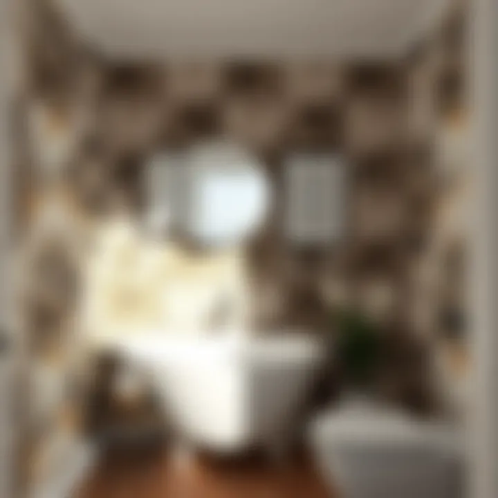 Bold geometric wallpaper enhancing a modern decor