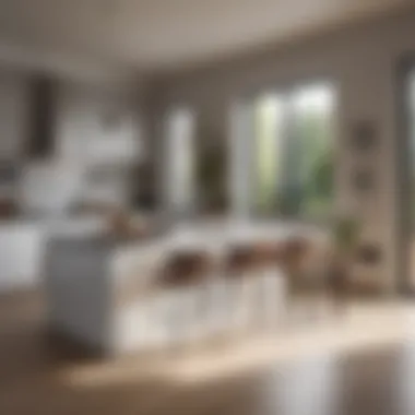 A contemporary kitchen emphasizing open space and natural lighting for an inviting atmosphere.