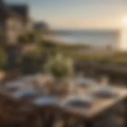 Elegant dining setting overlooking the ocean