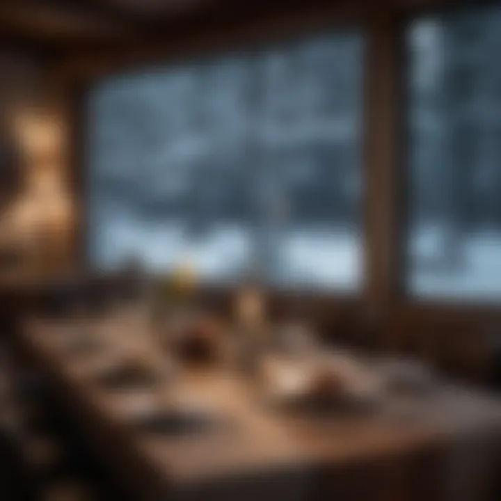 Gourmet dining experience in an upscale winter lodge