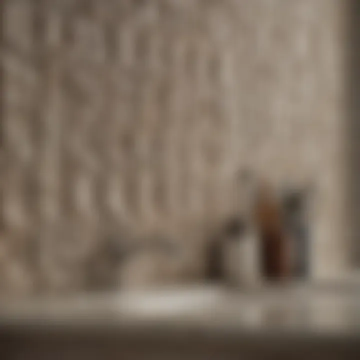 Neutral textured ceramic backsplash