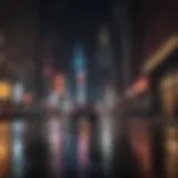 Abstract view of cityscape at night