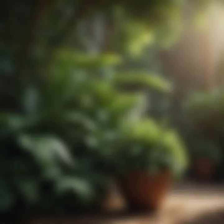 Harmonious combination of plants in shaded area