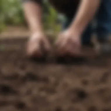 Saplings being gently planted in soil