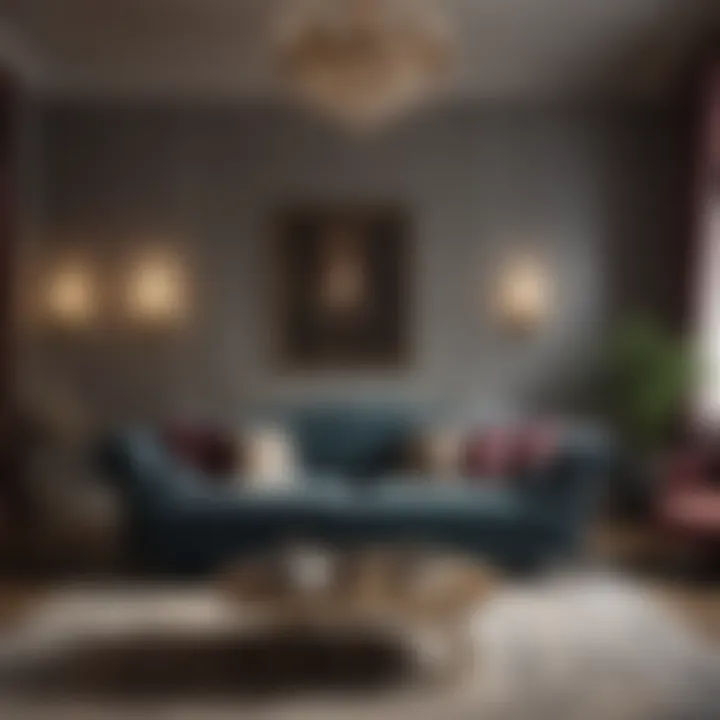 Luxurious Velvet Sofa in Sophisticated Drawing Room