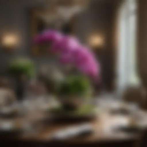 Exquisite Orchid Dining Table Centerpiece in Elegant Dining Room Setting