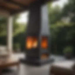 Elegant outdoor chimney design integrated into a luxurious patio