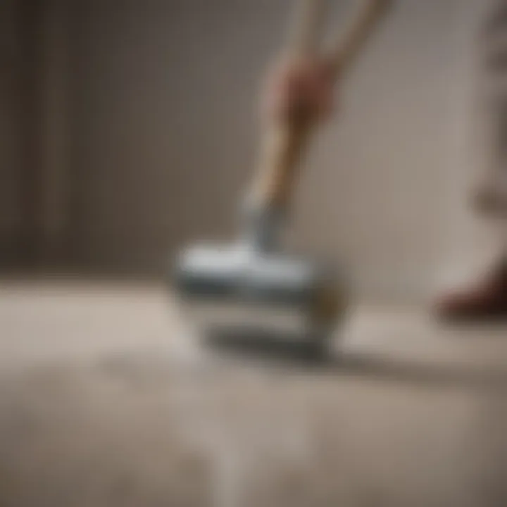 Detail shot of paint roller creating a seamless finish