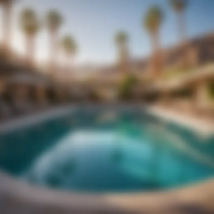 Luxurious resort pool in Palm Springs under the bright sun