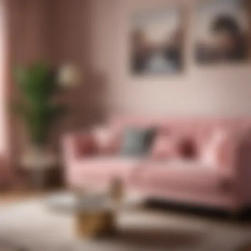 Pastel Living Room Decor - Soft Pink Velvet Sofa