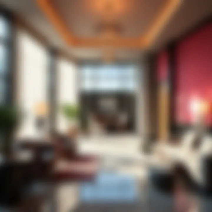 Luxurious lobby interior of the Pink Lady Hotel