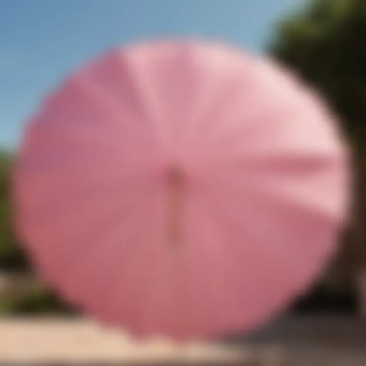 Luxurious Pink Scalloped Patio Umbrella Detail in Sunlight