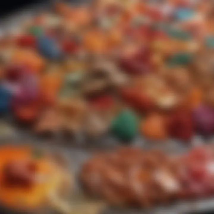 Close-up of the rich colors and textures in the painting